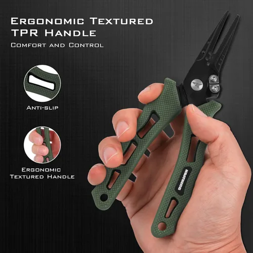 Miniatura 6 de KastKing Cutthroat - Alicates de pesca de 7 pulgadas con anillo dividido, herramientas de pesca de acero inoxidable 420, equipo de pesca resistente