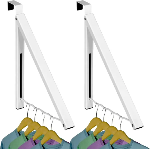 Miniatura 9 de HOLDN' STORAGE Colgador sobre la puerta - Organizador de rack plegable individual para colgar ropa, abrigos y toallas, ideal para dormitorios