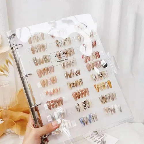 Miniatura 7 de Caja de almacenamiento grande transparente para uñas a presión, juego de cajas de embalaje vacías para uñas a presión con cinta adhesiva de doble