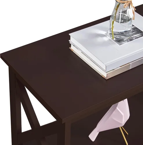Miniatura 6 de Yaheetech Mesa consola con 3 estantes de almacenamiento, mesa de entrada de 3 niveles, estantería larga estrecha lateral para sofá para pasillo