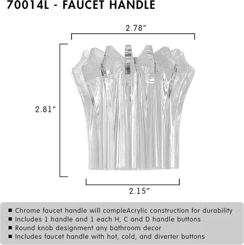 Miniatura 2 de Grifo de 3 piezas para bañera y ducha, manijas de repuesto para sistemas Price Pfister, brocha de 12 puntos, juego de 3 piezas de acrílico