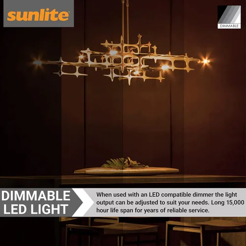 Miniatura 5 de Sunlite Bombilla tubular de filamento LED T12, 3 vatios (equivalente a 40 W), 350 lúmenes, certificación ETL, 3.937 in, base E26 media, regulable