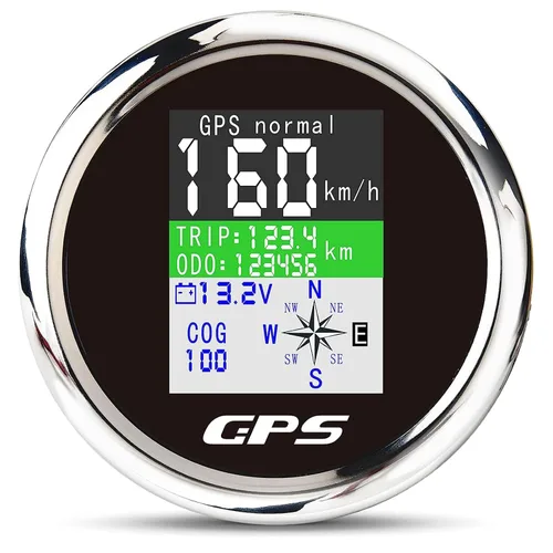 Miniatura 8 de Geloo Velocímetro de 85 mm para embarcaciones, velocímetro digital GPS 0-80 MPH, impermeable, 9-32 V, tacómetro, voltímetro, indicadores LCD con 7