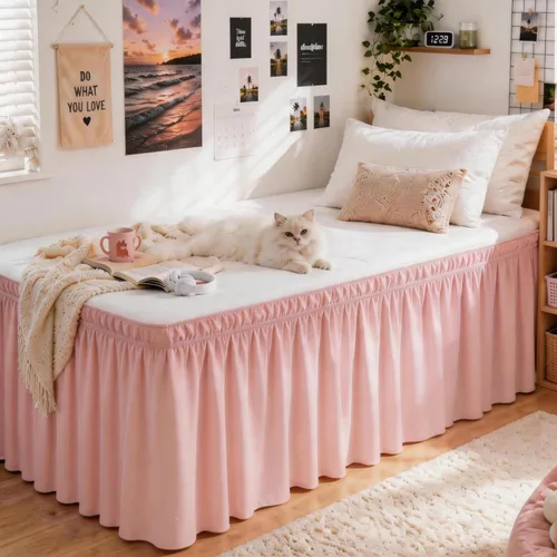Miniatura 36 de Vocander Falda de cama negra envolvente de tamaño individual de 14 pulgadas de caída, volantes elásticos fáciles de poner, falda de cama sólida