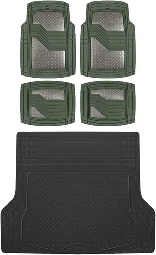Miniatura 10 de CAT® Alfombrillas de goma resistentes de acero con diamantes y forro de maletero de carga para automóviles, camiones, SUV, camionetas, sedanes, gris