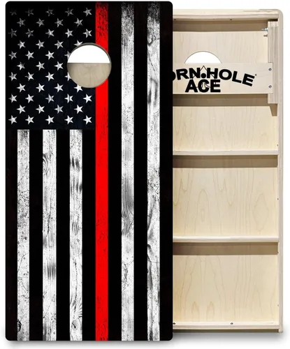 Miniatura 8 de CornholeAce ACE PRO - Juego de tablas para cornhole con bandera americana, sin rebote, patas anchas triples, madera contrachapada de abedul báltico