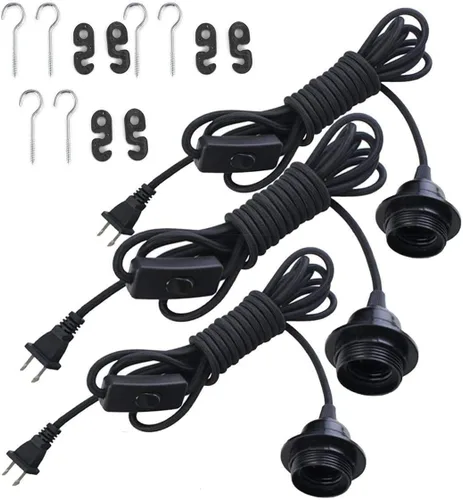 Miniatura 6 de FadimiKoo Kit de luz colgante, kit de lámpara E26/E27, kit de cable de luz colgante Edison vintage con interruptor de encendido/apagado