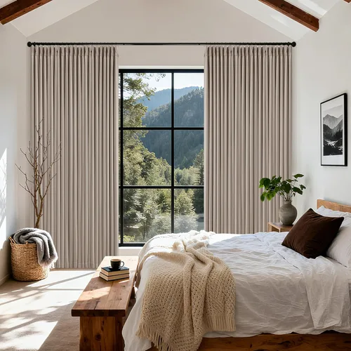 Miniatura 35 de Juego de 2 paneles de cortinas plisadas negras de 80 pulgadas para sala de estar, cortinas plisadas de lino con forro de 80 pulgadas de largo, 100%