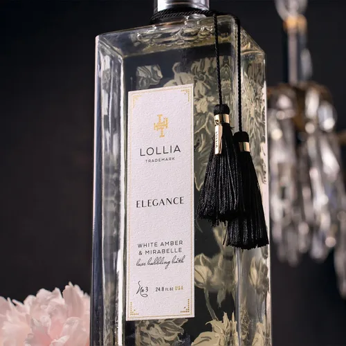 Miniatura 6 de Lollia Elegance - Baño de burbujas, 24.8 onzas, ámbar blanco y Mirabelle, baño de burbujas relajante para mujeres, cuidado de la piel burbujeante