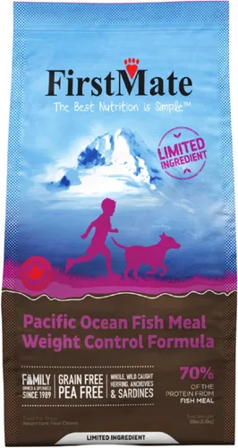 FirstMate Pet Foods Alimento seco para perros – Ingrediente limitado Fórmula para el control de peso de la harina de pescado del océano Pacífico –
