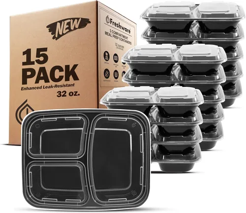 Miniatura 13 de Freshware Recipientes de plástico para preparación de comidas (paquete de 30) con tapas para sopa y ensalada, caja Bento para almacenamiento