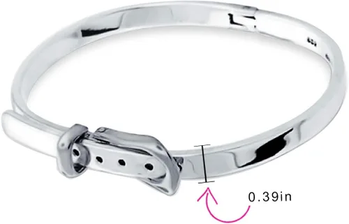 Miniatura 3 de Fine Jewelry - Brazalete de amor apilable con bisagras, correa funcional con hebilla para mujer, novia, plata de ley 925, ajustable de 7 a 8