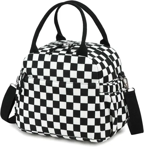 Miniatura 45 de Bluboon Bolsa de almuerzo para mujer, bonita bolsa de almuerzo de pana con correa para el hombro, reutilizable, aislada, gran capacidad