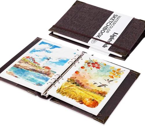 Miniatura 13 de Lightwish Cuaderno de bocetos de acuarela, diario de acuarela 100% algodón sin ácidos, 140 libras, papel de acuarela de prensa en frío para Hebilla