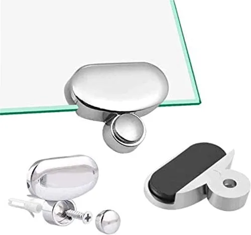 Miniatura 5 de Clips de espejo, espejo de aleación de zinc, clip de vidrio flotante, soporte ovalado de pared para espejos de pared, espejos de baño, soporte