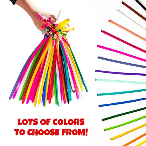 Miniatura 4 de 260 globos largos de Aragón (100 piezas) para animales de globo, diseño de forma de animal torcido de látex, globos mágicos largos para fiestas