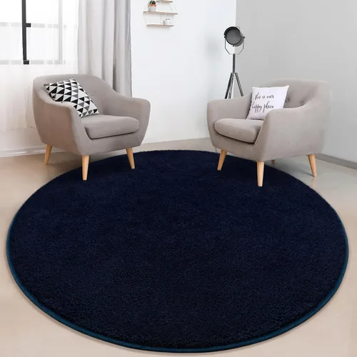 Miniatura 6 de FlyDOIT Alfombras redondas para dormitorio, sala de estar, 4 x 4, color azul marino, súper suaves, cómodas, gruesas de espuma viscoelástica