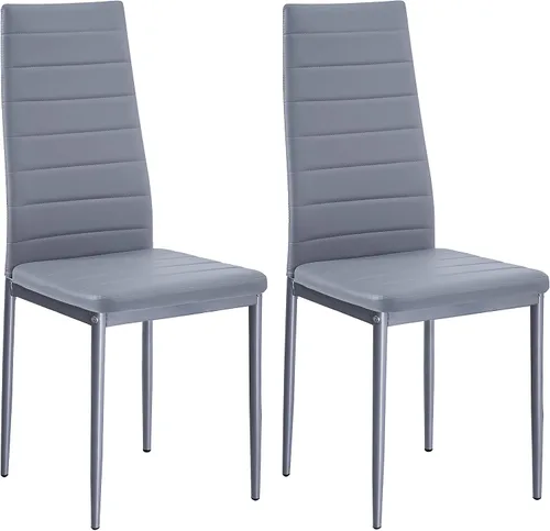 Could Gray - Juego de 2 sillas de comedor de piel sintética, modernas sillas de cocina con respaldo alto, silla auxiliar sin brazos para sala de