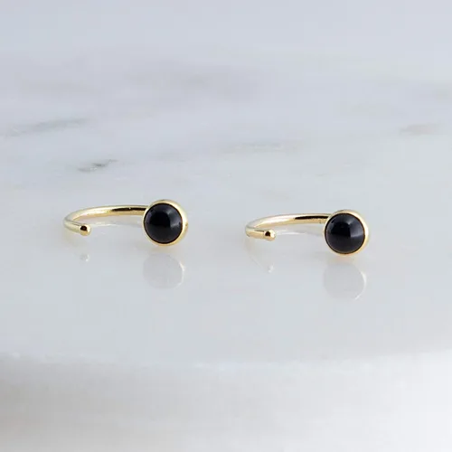 Miniatura 48 de Half Huggie Gold Hoop Earrings for Girls Women Tiny Cartilage Birthstone Stud Piercing Earring Hypoallergenic Earring Screw Back Dainty Hug Hoops