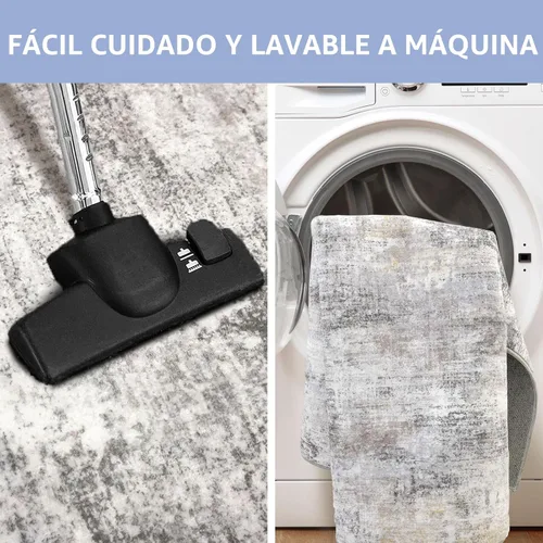 Miniatura 3 de IOHOUZE Alfombra pequeña abstracta de 2 x 3 pies, alfombra de entrada lavable para entrada interior, alfombras con respaldo de goma, alfombra gris