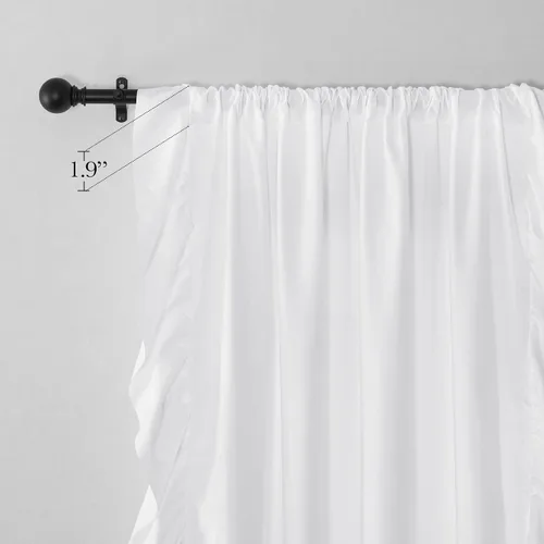 Miniatura 3 de NICETOWN Cortinas blancas Shabby Chic de 63 pulgadas de largo para habitación de niños, bolsillo para barra de privacidad con filtro de luz suave