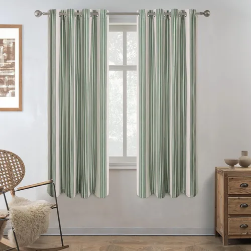 Miniatura 11 de DriftAway Chris Linen - Cortinas opacas con capa térmica y reductora de sonido, 63 pulgadas de largo para dormitorio, cortinas estampadas a rayas
