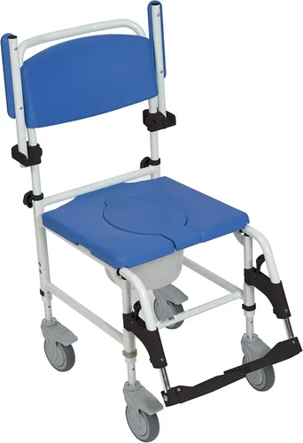 Miniatura 2 de Drive Medical NRS185007 Silla de ducha de aluminio con cuatro ruedas de bloqueo trasero, azul