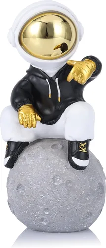 LCCCK Figura de astronauta espacial, escultura de astronauta negro dorado, estatua de astronauta, regalos para niños, ornamento, decoración de 1