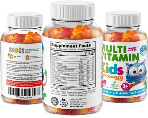 Miniatura 5 de Gomitas multivitamínicas para niños, 14 vitaminas esenciales, suplemento diario para mayores de 2 años, vitamina A, C, D, E, vegetariana B6 y B12