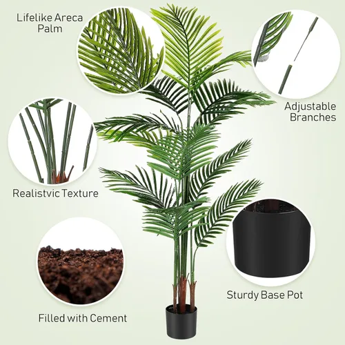 Miniatura 3 de Jexine Paquete de 2 palmeras artificiales de 4 pies, plantas falsas, palmeras artificiales de areca para interiores y exteriores, palmeras