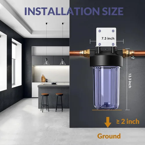 Miniatura 3 de SimPure Carcasa de filtro de agua para toda la casa de 10 pulgadas DB10C y 4 piezas de cartucho de repuesto de filtro de agua de sedimentos de 5