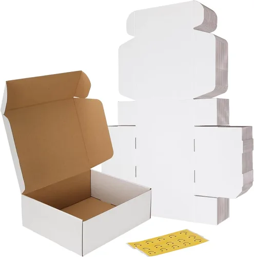 Miniatura 50 de RLAVBL Juego de 25 cajas de envío de 10 x 8 x 3, caja de cartón corrugado blanca para embalaje, correo, negocios Blanco