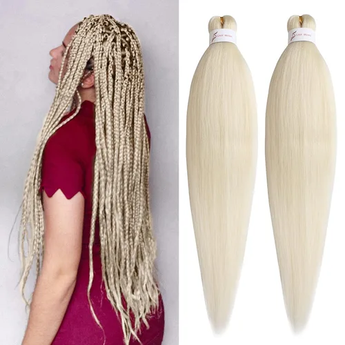Miniatura 24 de Unionbeauty - Cabello trenzado preestirado de 16 pulgadas, 8 paquetes de cabello rubio trenzado con agua caliente, textura Yaki, trenzas