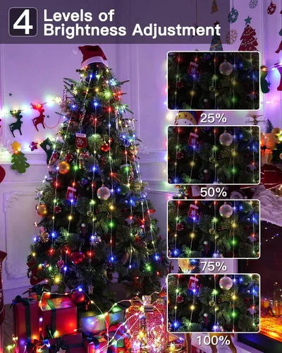 Miniatura 4 de Luces de Navidad para exteriores, 800 LED de 262 pies, luces de hadas multicolor IP67 impermeables, tira de luces enchufables con control remoto, 8