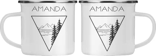 Miniatura 2 de Taza de campamento esmaltada personalizada. Tazas de café de cerámica personalizadas para campamento y senderismo, regalo de San Valentín