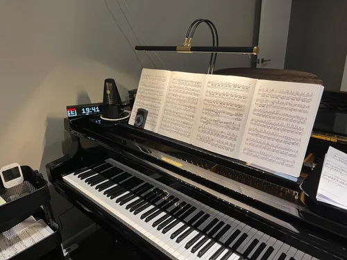 Miniatura 4 de Cocoweb - lámpara de piano de cola de LED de 22" en negro con acentos de níquel satinado y clip de atenuación - ajustable - LED - brillante - se