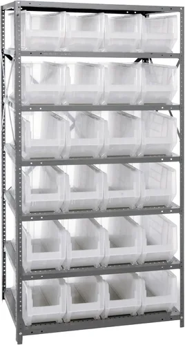 Miniatura 131 de Quantum QSBU-245BK Heavy Duty Shelving Unit with (7) Shelves and (24) QUS245 Black Bins for Garage Warehouse Storage Distribution 400 lb Load