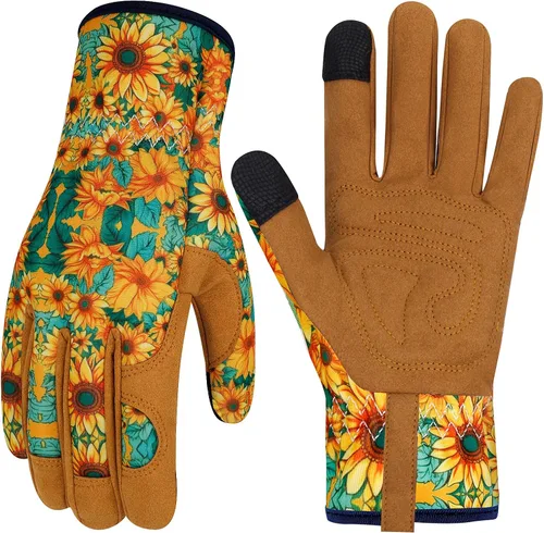 Miniatura 31 de Guantes de Jardinería de Cuero MERTURN para Mujeres, Guantes de Jardín a Prueba de Espinas, Guantes de Trabajo Compatibles con Pantalla Táctil, Azul
