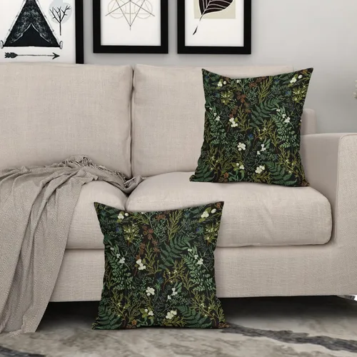 Miniatura 7 de Juego de 2 fundas de almohada de plantas verdes de 18 x 18 pulgadas, diseño de hojas de helecho botánico verde salvia, primavera, verano, vintage