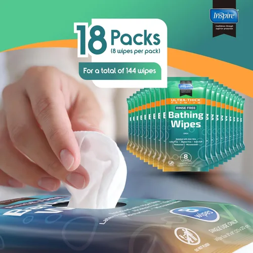 Miniatura 5 de Inspire Toallitas corporales ultra gruesas sin enjuague, Toallitas de baño, Toallitas húmedas sin enjuague, Gruesas, fuertes, extra grandes