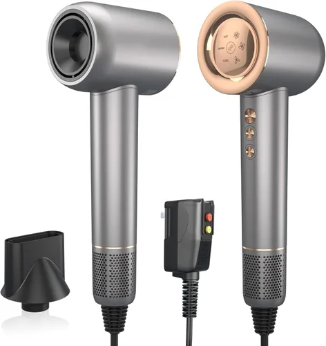 Secador de pelo – 110000 RPM de alta velocidad sin escobillas motor negativo secador de soplado iónico negativo para secado rápido, secador de pelo