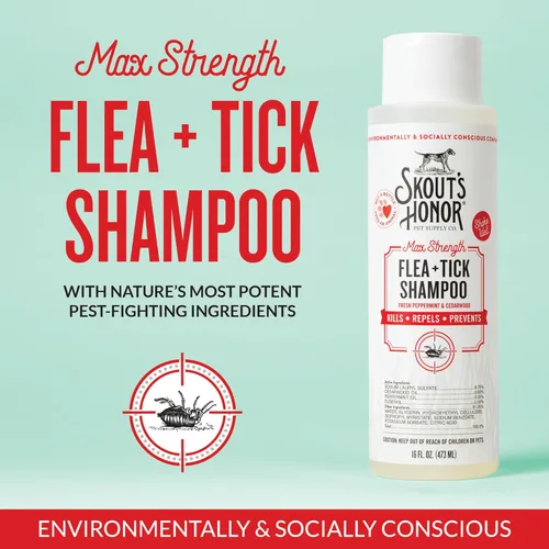 Miniatura 4 de Skout's Honor Champú para pulgas y garrapatas para perros, fórmula natural de menta y madera de cedro, ayuda a proteger de y contra pulgas