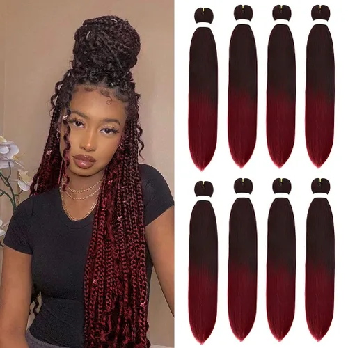 Miniatura 20 de 8 paquetes de extensiones preestiradas - 16 pulgadas de cabello trenzado premium, 55G/paquete, sin picazón, fijación en agua caliente, textura Perm