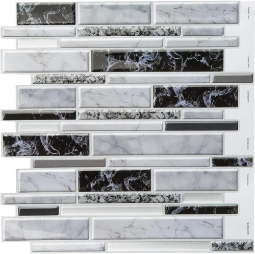 Azulejos de metro para despegar y pegar (azulejos de mármol sintéticos) para cocina, baño, autocaravana, acentos de pared, vinilo adhesivo, azulejos
