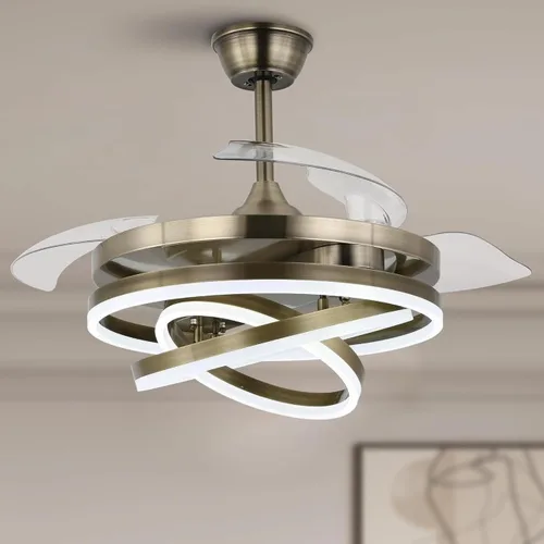 Miniatura 10 de Ventilador de techo de 52 pulgadas con luces y control remoto, moderno ventilador de techo plateado, lámpara LED, silenciosa, reversible, motor