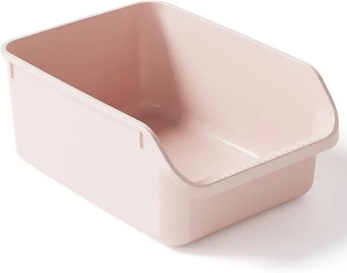 Miniatura 10 de Caja de arena para gatos con lados altos, antisalpicaduras para gatos de interior, cajas de arena para gatos de entrada baja (blanco)