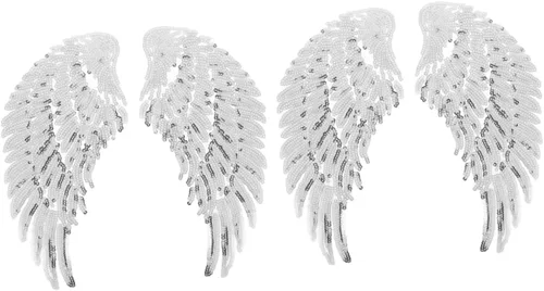 2 pares de apliques de alas de ángel de lentejuelas para decoración de ropa de bricolaje, accesorios de ropa para manualidades bordadas, disfraces y