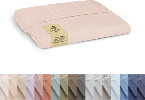 Miniatura 13 de Sábana bajera de 100% algodón percal, tamaño King, verde salvia, 1 sábana bajera con bolsillos profundos, ropa de cama fresca y resistente, 78 x 80