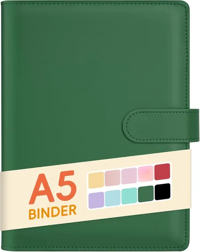 Miniatura 22 de Sooez Carpeta A6 de 6 Anillas, Cubierta de Planificador de Cuaderno Rellenable, Organizador Pequeño de Cuero Carpeta Vacía para Presupuesto, Diario