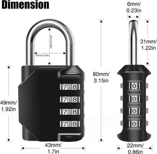 Miniatura 4 de Candados de combinación impermeables de 4 dígitos con código de combinación, cerradura de combinación de aleación de zinc para puerta, cajas